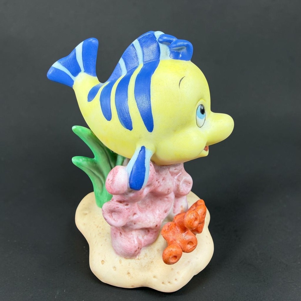 Disney The‎ Little Mermaid Flounder on Coral Reef Ceramic Figurine Sri Lanka VTG